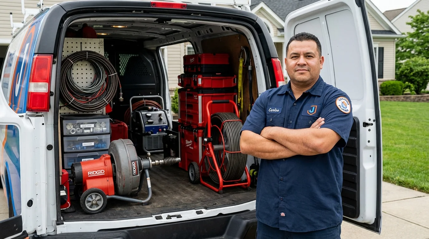 Professional drain cleaning equipment and Johns Plumbing LLC plumber in Berwick