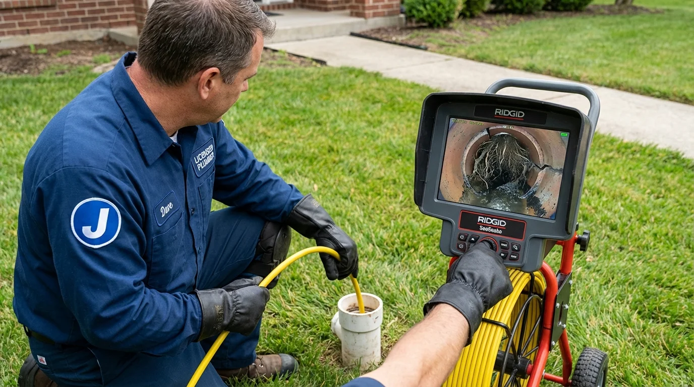 Sewer camera inspection being performed by Johns Plumbing LLC in Berwick