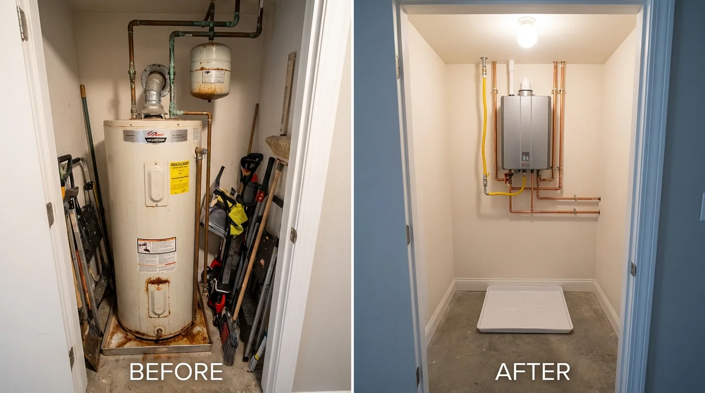 Tank water heater versus wall-mounted tankless unit comparison for Berwick, LA homeowners